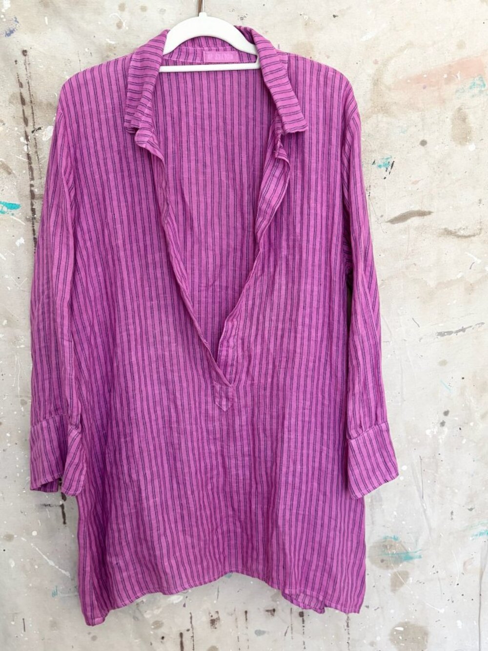 CP Shades Purple Linen Stripe Blouse